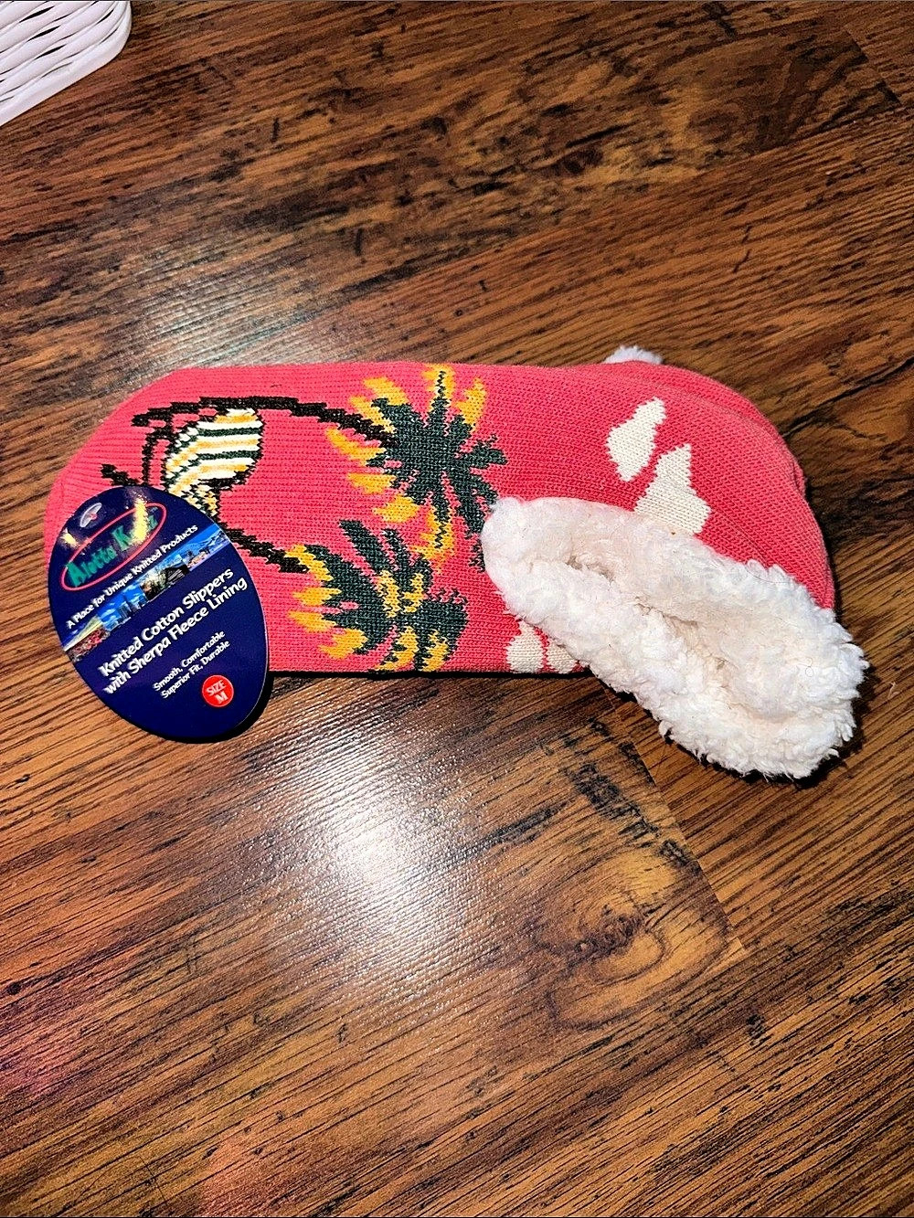 Alotta Knitz Knitted Cotton Slippers with Sherpa Fleece Lining C1.FR.2.1.T1